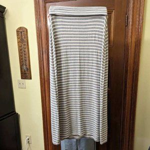 J. CREW gray white horizontal striped maxi skirt M